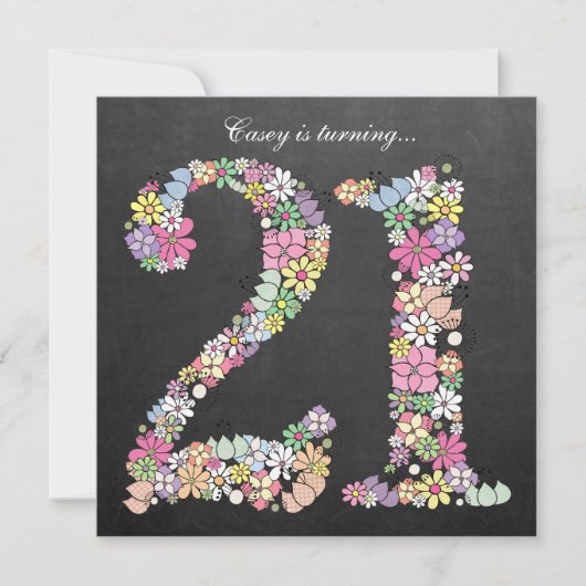 21e Verjaardag Party Spring Chalkboard Custom Kaart (Voorkant)