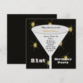 21e verjaardag Party uitnodiging Goud 21e Toast (Voorkant / Achterkant)