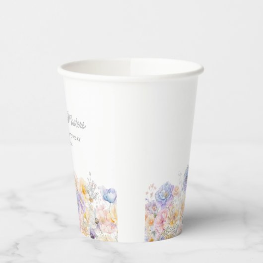 21e Verjaardag Party Waterverf Bloemen Custom Papieren Bekers (Links)