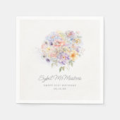 21e Verjaardag Party Waterverf Bloemen Custom Servet (Voorkant)