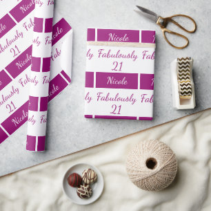 21e verjaardag personaliseer 21 roze vormgeven cadeaupapier