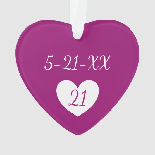 21e verjaardag personaliseer 21 roze vormgeven ornament (achterkant)