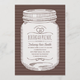 21e verjaardag Picnic Party Rustic Mason Jar Kaart