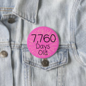 21e verjaardag pin badge 21 jaar oud twintiger jar ronde button 7,6 cm (In situ)