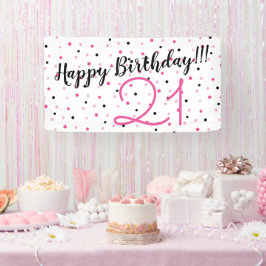 21e verjaardag PINK thema Happy Birthday Party Spandoek