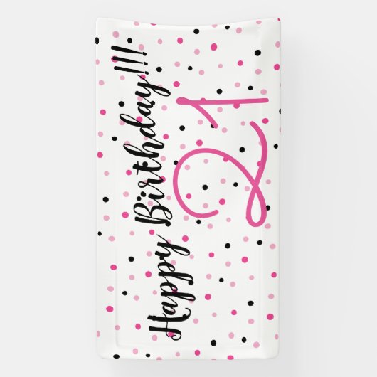 21e verjaardag PINK thema Happy Birthday Party Spandoek (Verticaal)