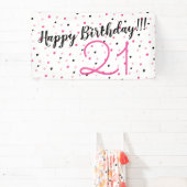 21e verjaardag PINK thema Happy Birthday Party Spandoek (Insitu)