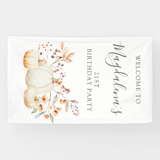 21e verjaardag pompoen val bladeren verticale outd spandoek (Horizontaal)