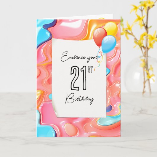 21e Verjaardag Psychedelische 3D Abstracte Kaart (Gele Bloem)