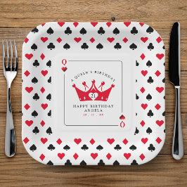 21e verjaardag Queen of Hearts Casino Patroon Papieren Bordje