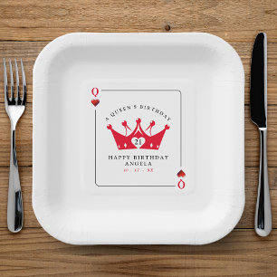 21e verjaardag Queen of Hearts Casino Poker Kaart Papieren Bordje