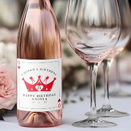21e verjaardag Queen of Hearts Casino Poker Kaart Sparkling Wijnetiket