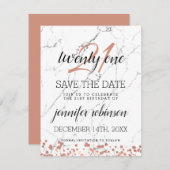 21e verjaardag Red de datum waarop de goudmarmer i Save The Date (Voorkant / Achterkant)