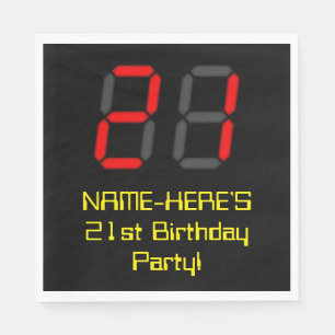 21e verjaardag: Red Digital Clock Style "21" + naa Servet