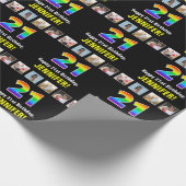 21e verjaardag: Regenboog "21"; Aangepaste foto's  Cadeaupapier (Hoek)