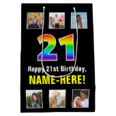 21e verjaardag: Regenboog "21", aangepaste foto's Medium Cadeauzakje (Achterkant)