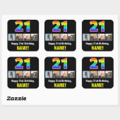 21e verjaardag: Regenboog "21"; Aangepaste foto's  Vierkante Sticker (Vel)