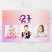 21e verjaardag regenboogfoto roos goud wettig sparkling wijnetiket (Enkel label)