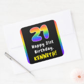 21e verjaardag: Regenboogspectrum # 21, Aangepaste Vierkante Sticker (Envelop)