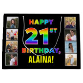 21e verjaardag: Regenboogtekst, aangepaste foto's  Groot Cadeauzakje (Voorkant)