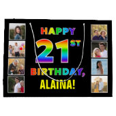 21e verjaardag: Regenboogtekst, aangepaste foto's  Groot Cadeauzakje (Achterkant)