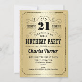 21e verjaardag - Retro Gold Black Kaart (Voorkant)