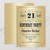 21e verjaardag - Retro Gold Black Kaart (Voorkant / Achterkant)
