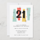 21e verjaardag Retro Midcentury Modern Kleurrijk Kaart (Voorkant)