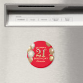 21e verjaardag Rode en gouden ballonnen van de par Magneet (Insitu (Vaatwasser))