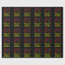 21e verjaardag: Rood digitaal klokstijl "21" + Naa