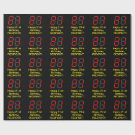 21e verjaardag: Rood digitaal klokstijl "21" + Naa Cadeaupapier