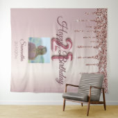 21e verjaardag Roos Gold ballon Glitter Wandkleed (In Situ (horizontaal))