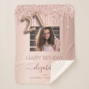 21e Verjaardag roos Gold Blush Vrienden Foto Sherpa Deken