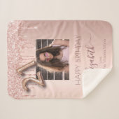 21e Verjaardag roos Gold Blush Vrienden Foto Sherpa Deken (Voorkant (horizontaal))