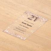 21e verjaardag roos Gold Clear Party Acryl Uitnodigingen (Laagn)