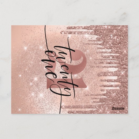 21e verjaardag Roos Gold Hartelijk dank Briefkaart (Achterkant)