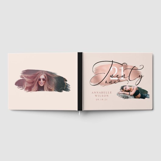 21e verjaardag Roos Gold & roze foto Gastenboek (Volledig)