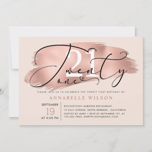 21e verjaardag Roos Gold & roze foto Kaart (Voorkant)