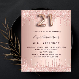 21e verjaardag roos Gold Sparkles Budget Invite Flyer