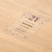 21e verjaardag roos Gold Stars Clear Party Acryl Uitnodigingen (Laagn)