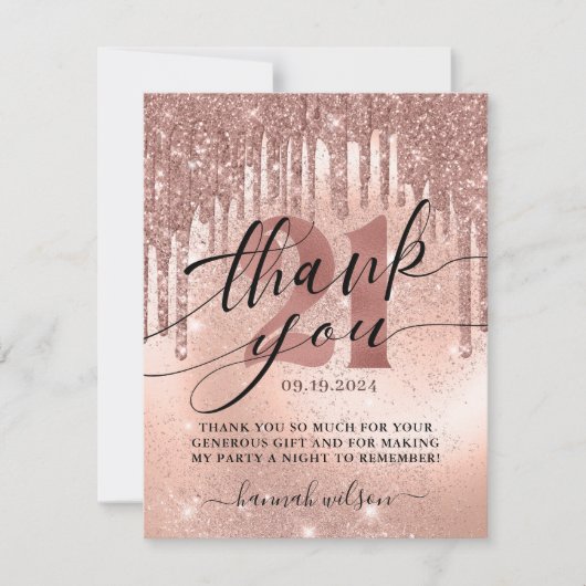 21e verjaardag Roos Gold van de partij Bedankkaart (Voorkant)