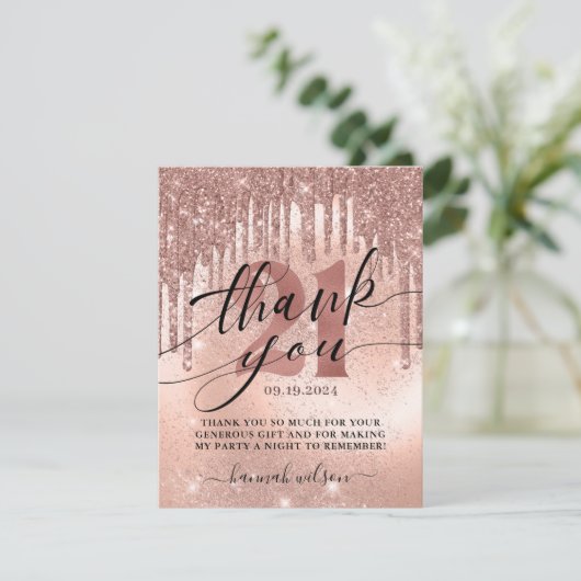 21e verjaardag Roos Gold van de partij Bedankkaart (Staand voorkant)