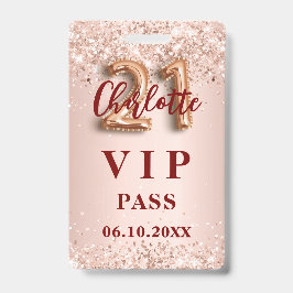 21e verjaardag roos Gold VIP Party Pass Badge