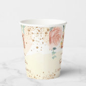 21e verjaardag roos Goud Bloemen Groen Naam Papieren Bekers (Rechts)