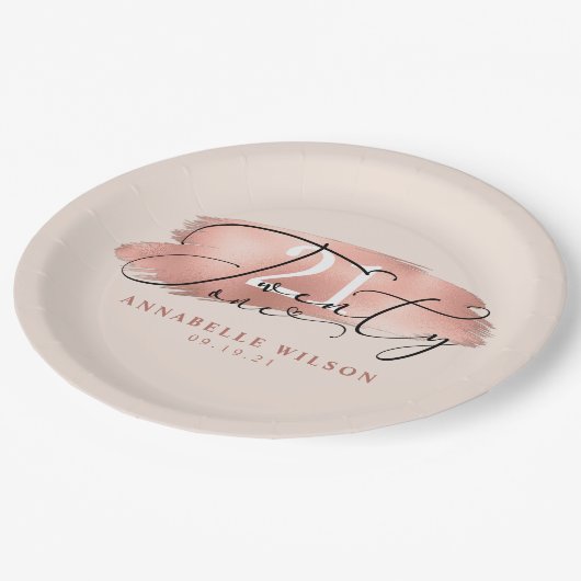 21e verjaardag Roos goud en roze Papieren Bordje (Gekanteld)