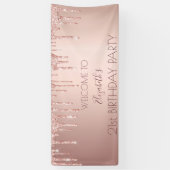 21e verjaardag roos goud glitter drip welkom spandoek (Verticaal)