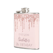 21e verjaardag roos goud glitter drup roze monogra heupfles (Links)