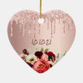 21e verjaardag roos goud glitter druppelt roze blo keramisch ornament (Achterkant)