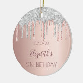 21e verjaardag roos goud glitter roze 21 zilver keramisch ornament (Links)