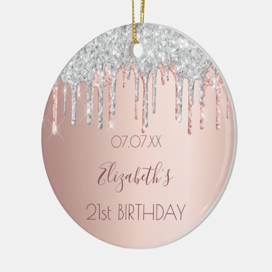 21e verjaardag roos goud glitter roze 21 zilver keramisch ornament (Links)